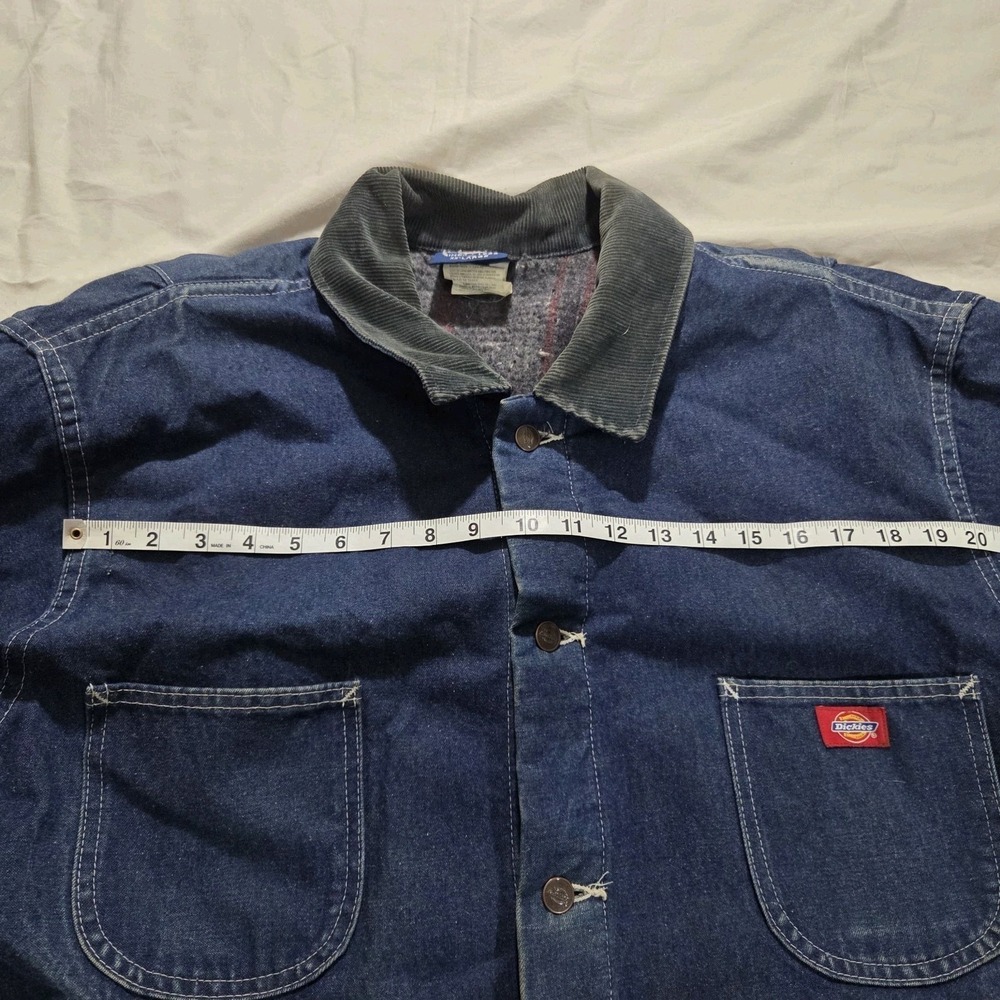 Dickies Distressed Denim Blue Chore Coat Blanket Lined Corduroy Collar Mens XXL - Picture 16 of 16